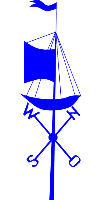 Weather vane Ship Blue Stickdatei