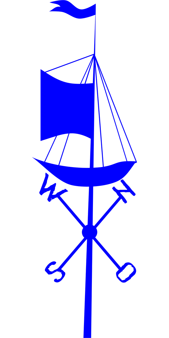 Weather vane Ship Blue Stickdatei – Fahrzeuge
