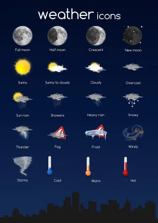 Icon set Weather Moon Stickdatei