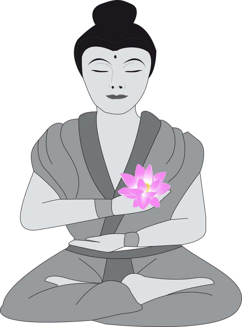 Buddha Woman Buddha purnima Stickdatei – Blumen