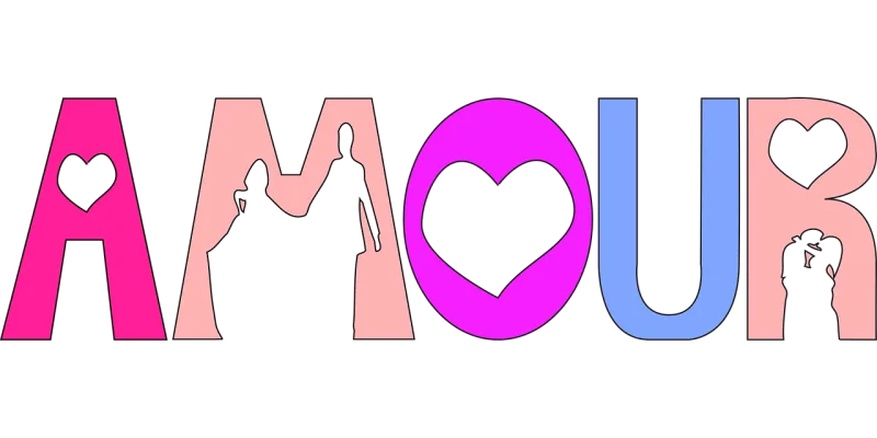 Love Amour Text Stickdatei – Herzen & Liebe