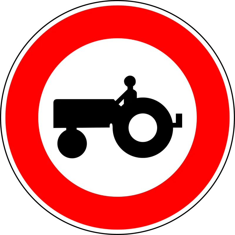 No tractors Traffic sign Sign Stickdatei – Fahrzeuge