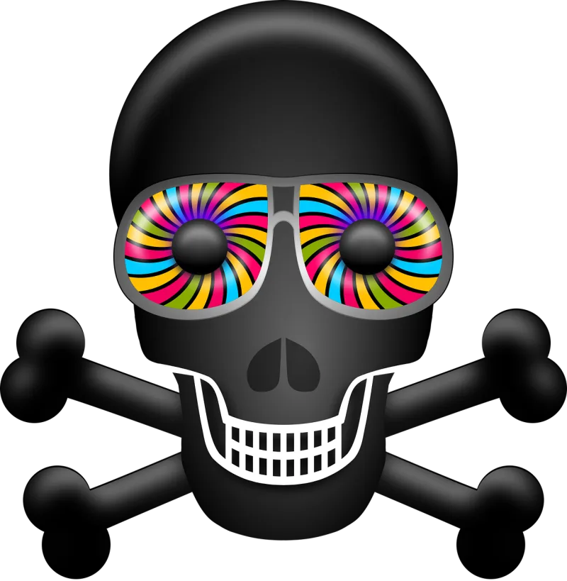 Psychedelic Skull Bones Stickdatei – Kinder