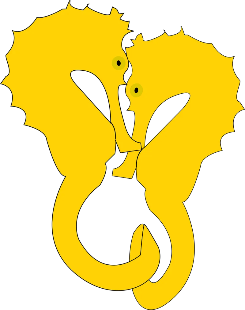 Seahorse Yellow Pair Stickdatei – Herzen & Liebe