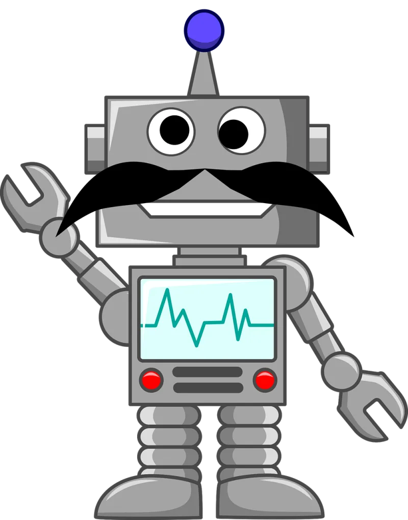 Robot Mustache Science Stickdatei – Kinder