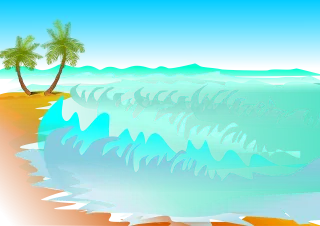 Palm trees Beach Ocean Stickdatei