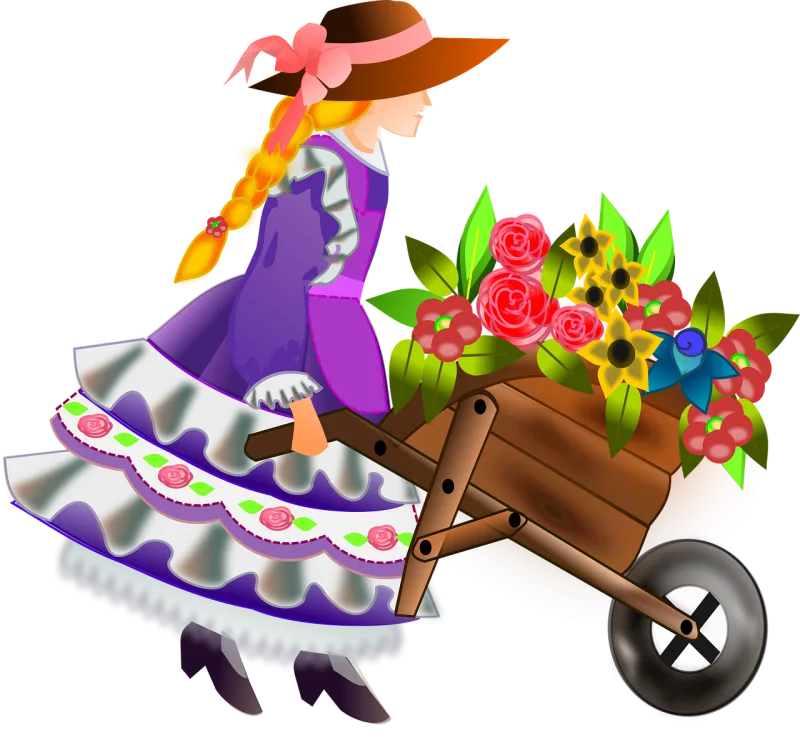 Flower girl Beautiful flowers Girl Stickdatei – Blumen