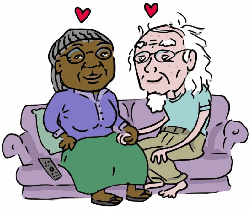 Couple Elderly Grandparents Stickdatei – Herzen & Liebe