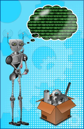 Robot Binary Thinker Stickdatei