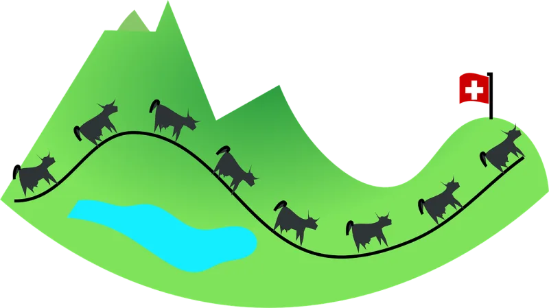 Hill Cows Mountain Stickdatei – Natur