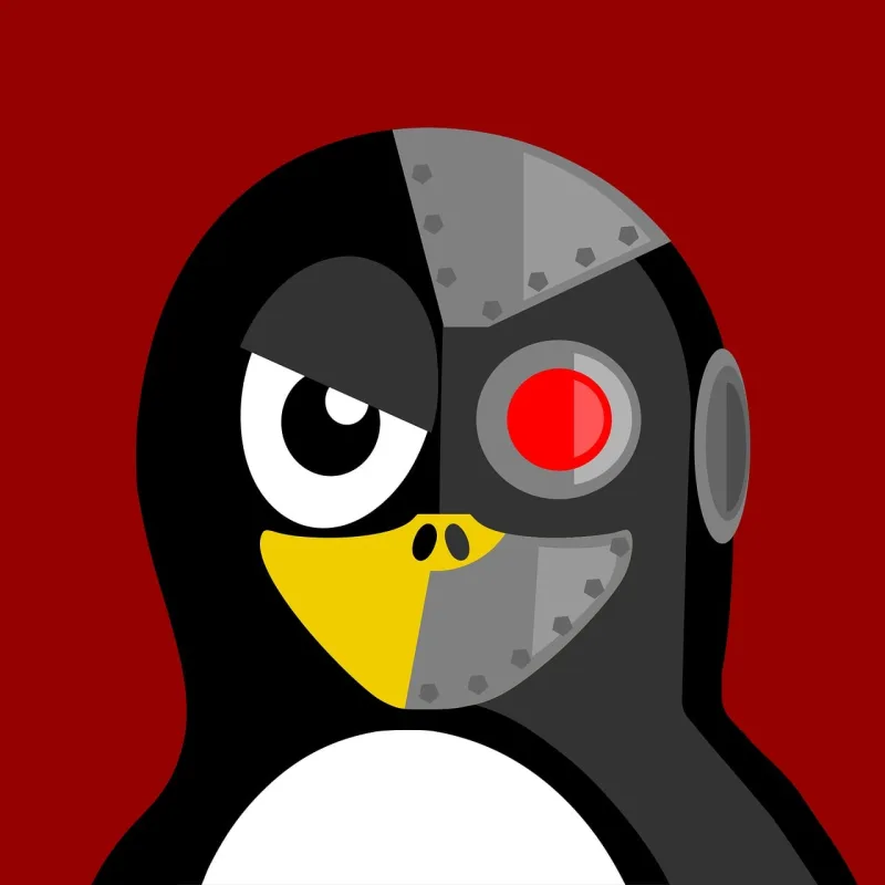 Cyborg Tux Nature Stickdatei – Tiere