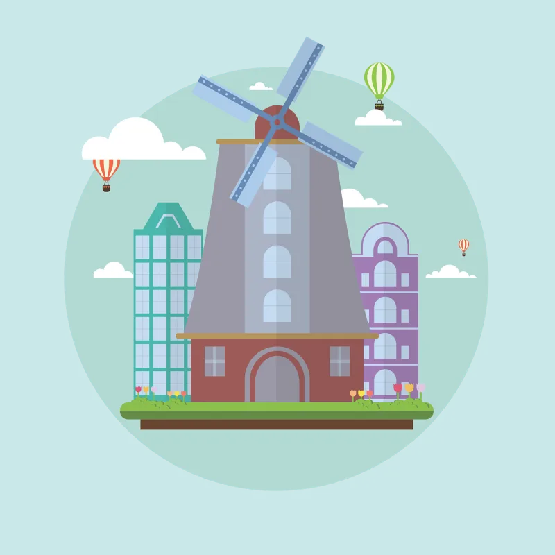 Amsterdam Landmark Landscape Stickdatei – Blumen