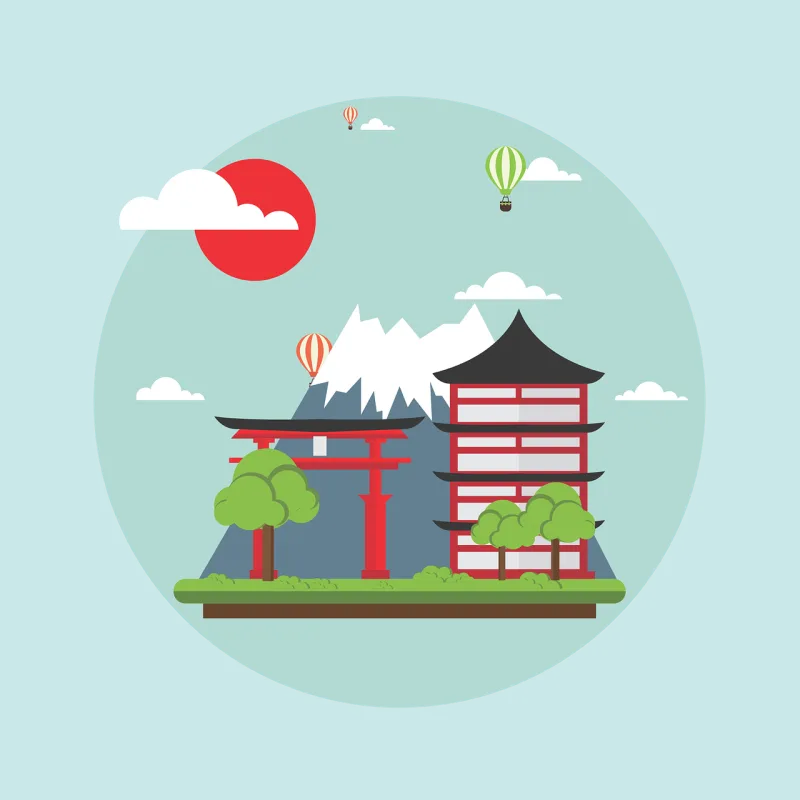 Japan Landmark Landscape Stickdatei – Kinder