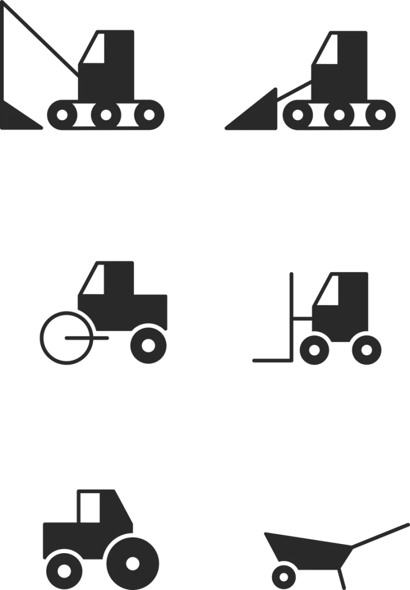 Pictogram Vehicles Construction site Stickdatei – Fahrzeuge