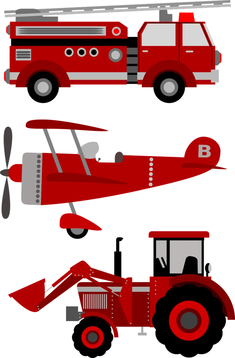 Firetruck Plane Tractor Stickdatei – Fahrzeuge