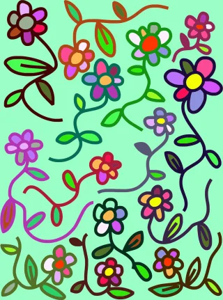 Flowers Floral Doodle Stickdatei