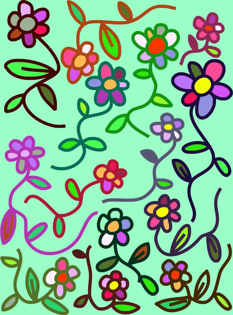 Flowers Floral Doodle Stickdatei – Blumen