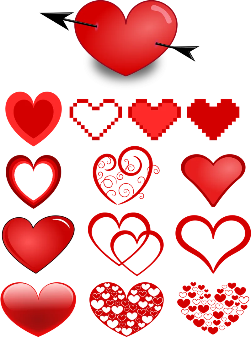 Heart Hearts Collection of hearts Stickdatei – Herzen & Liebe