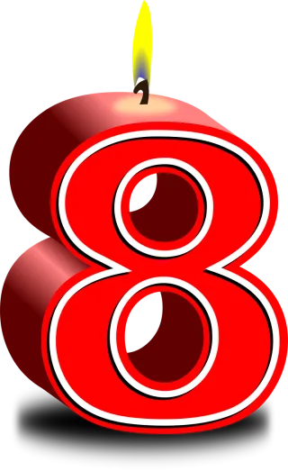 Candle Eight Happy birthday Stickdatei