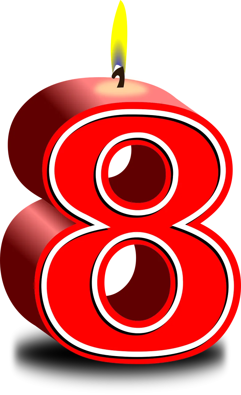 Candle Eight Happy birthday Stickdatei – Essen & Trinken