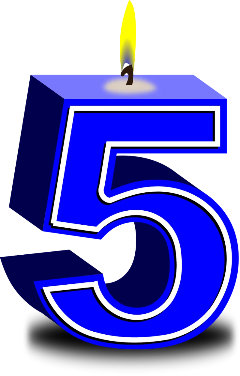 Numbers 5 Candles Stickdatei – Herzen & Liebe
