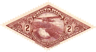 Airmail Costa rica Penny Stickdatei