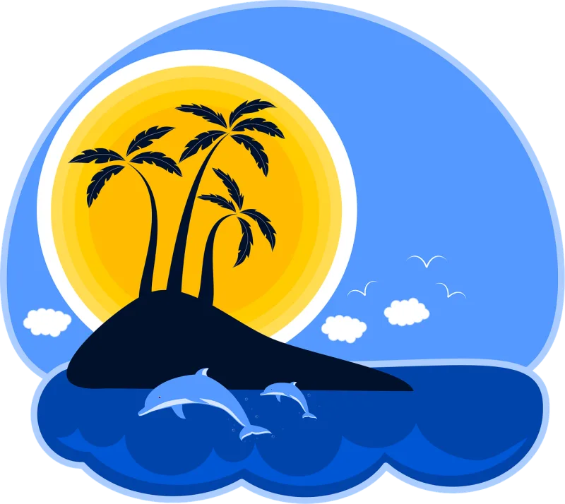Holiday Island Landscape Stickdatei – Tiere
