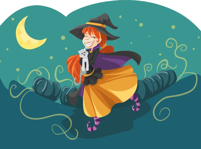 Cat Pet Witch Stickdatei – Natur