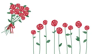 Valentine's day Roses Ostrich Stickdatei