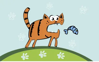 Cat Ginger Fish Stickdatei