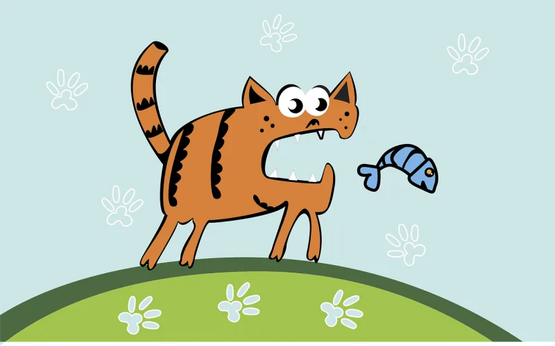 Cat Ginger Fish Stickdatei – Tiere