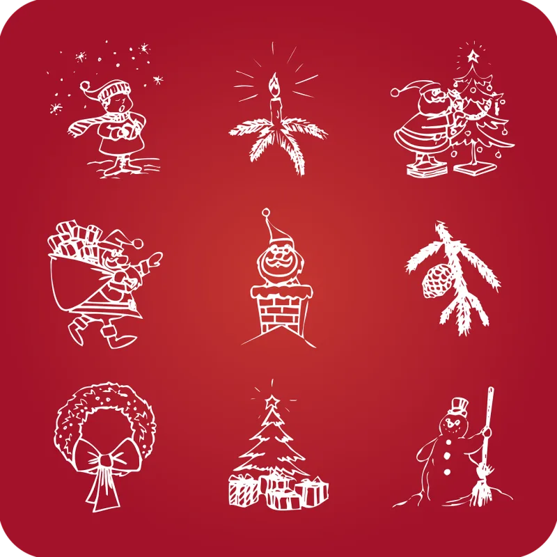 Christmas Holidays Icons Stickdatei – Weihnachten