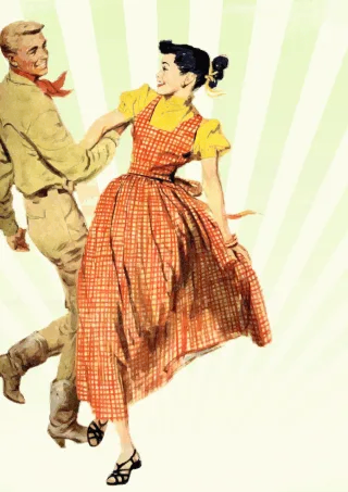 Dancers Vintage Vector Stickdatei
