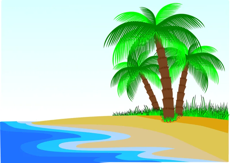 Palm trees Beach Coast Stickdatei – Natur