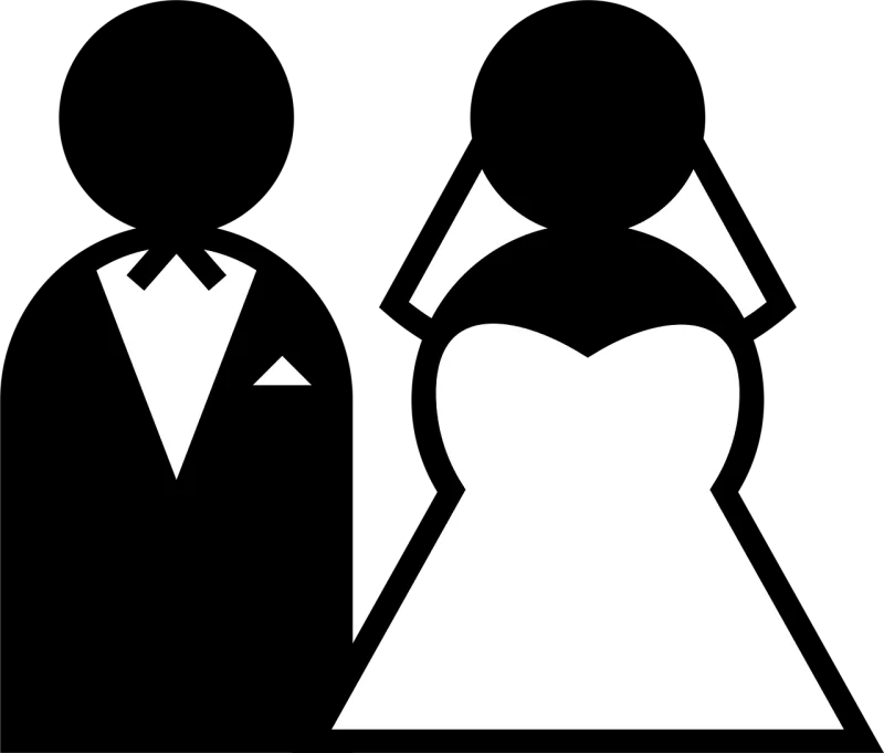 Wedding Couple Black and white Stickdatei – Herzen & Liebe