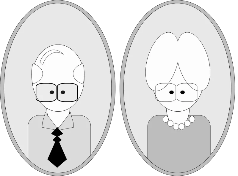 Grandpa Grandma Cartoons Stickdatei – Herzen & Liebe
