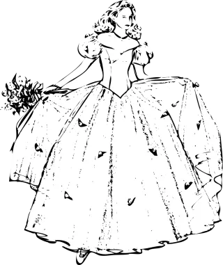 Gown Woman Flowers Stickdatei