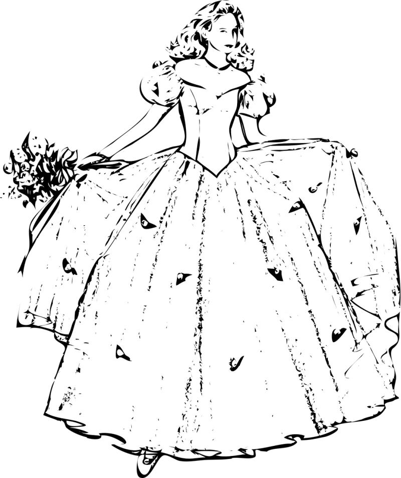 Gown Woman Flowers Stickdatei – Herzen & Liebe