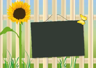 Garden fence Sunflower Sign Stickdatei