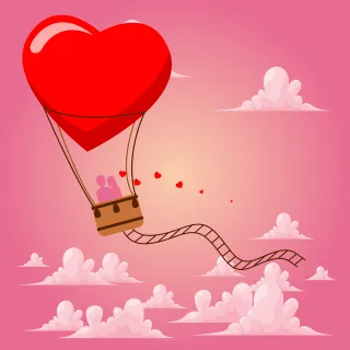 Ballon Love Silhouette Stickdatei