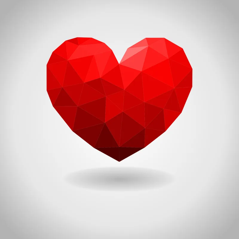 Love Heart Low poly Stickdatei – Herzen & Liebe