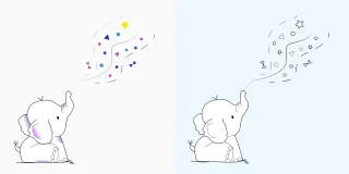 An elephant Sloník Young Stickdatei