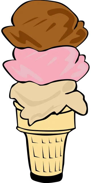 Ice cream cone Three scoops Vanilla Stickdatei