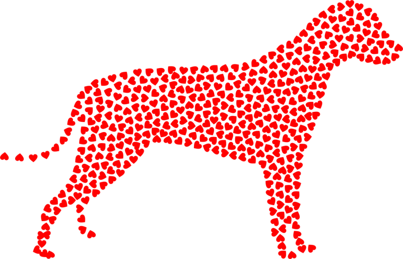 Dog Canine Animal Stickdatei – Herzen & Liebe