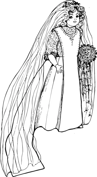 Girl Wedding gown Doll Stickdatei
