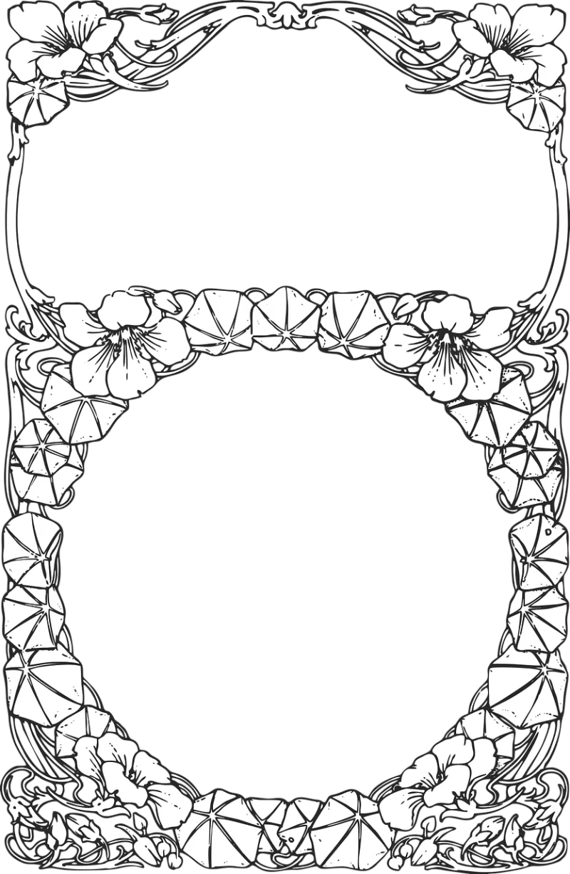 Floral border Border Frame Stickdatei – Herzen & Liebe