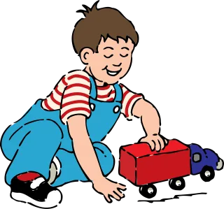 Toddler Boy Playing Stickdatei – Fahrzeuge