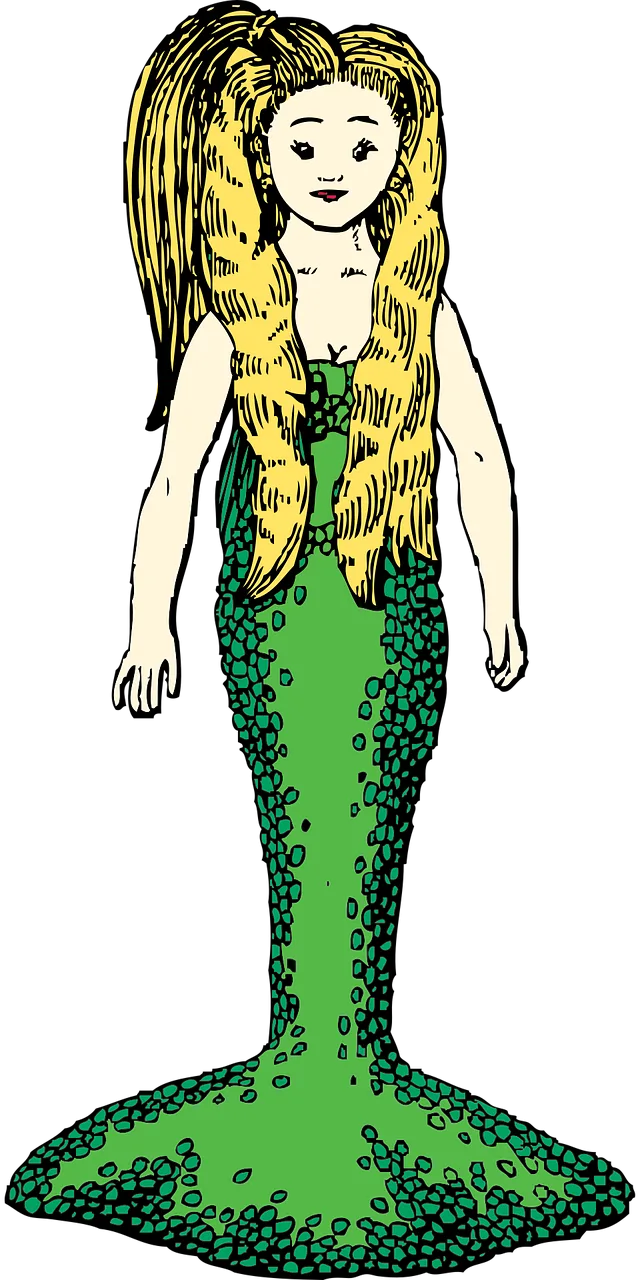 Mermaid Green Blond hair Stickdatei – Kinder