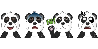 Panda Animals Comic Stickdatei
