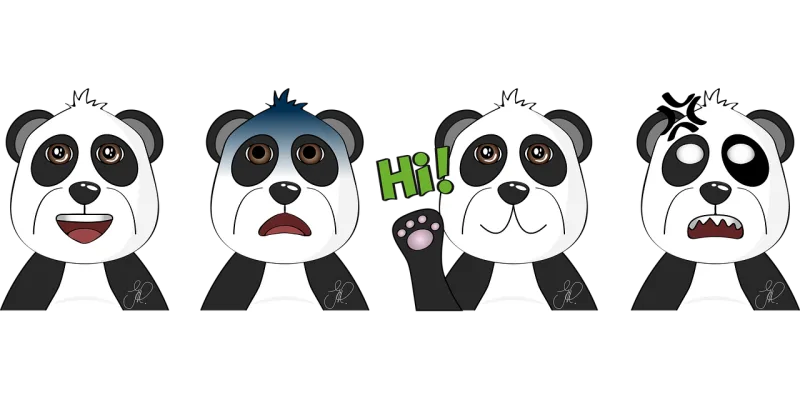 Panda Animals Comic Stickdatei – Tiere